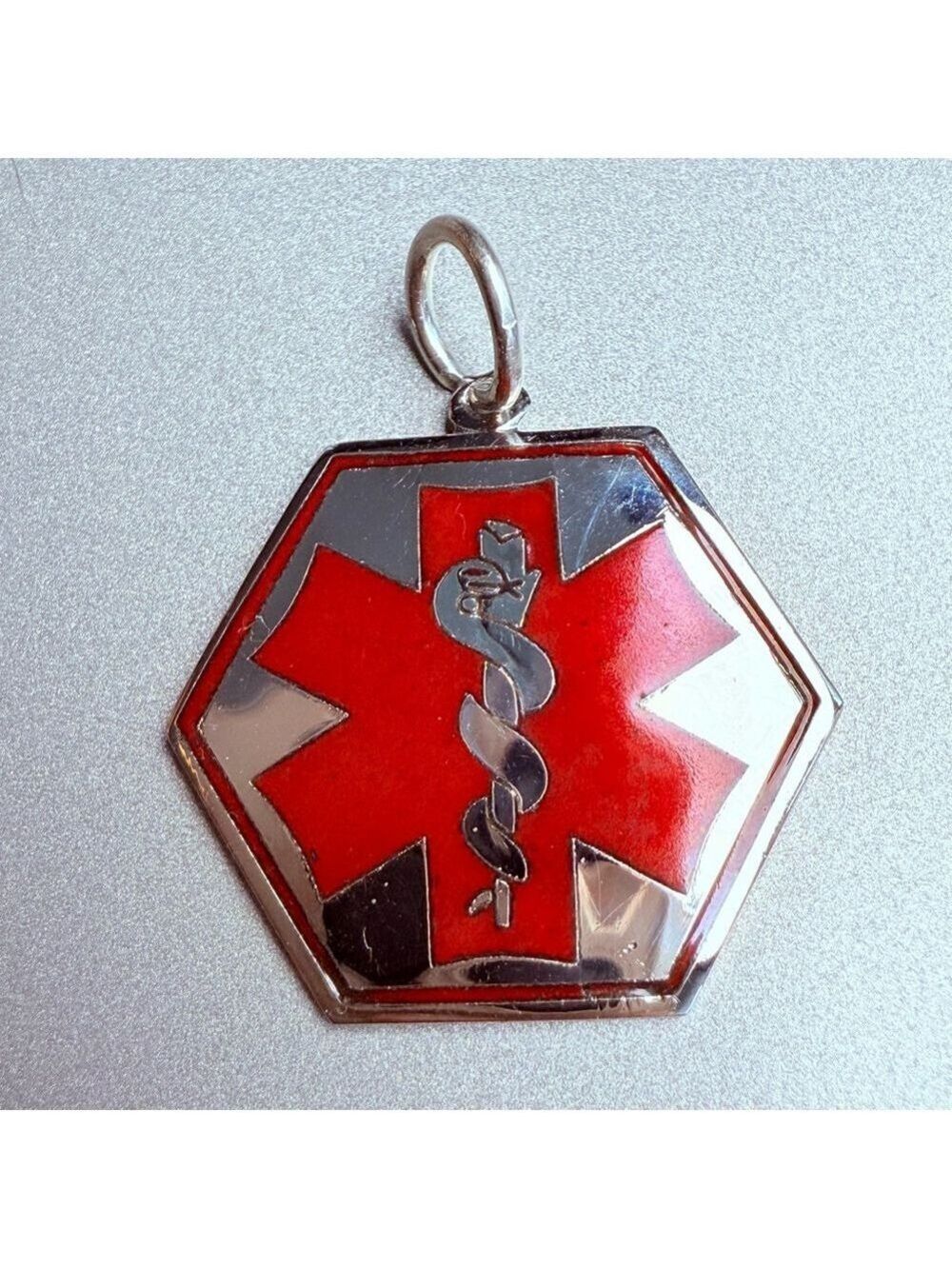 Sterling Silver 925 Medical Alert EMS EMT Diabetes Tag Charm Pendant